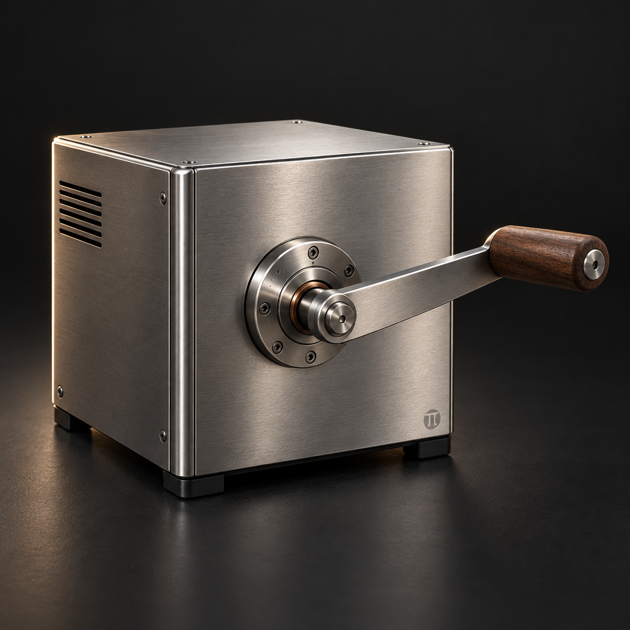 Brushed steel core crank system with walnut handle