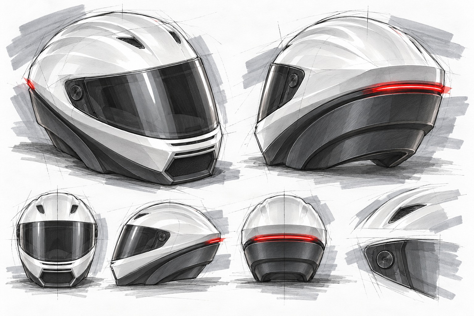 Give the line a purpose: exploratory RDSTR helmet sketches