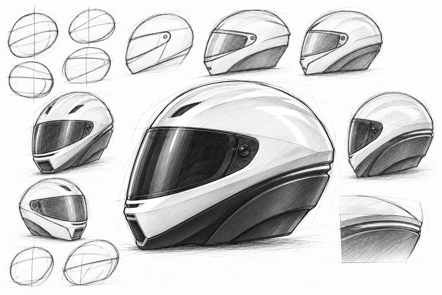 Find the balance: exploratory RDSTR helmet sketches