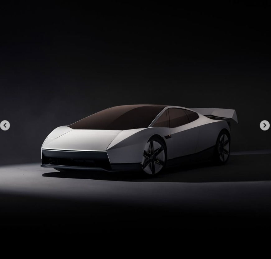 Supplied Roadster front reference showing the low wedge, dark glazing and white sculpted body.
